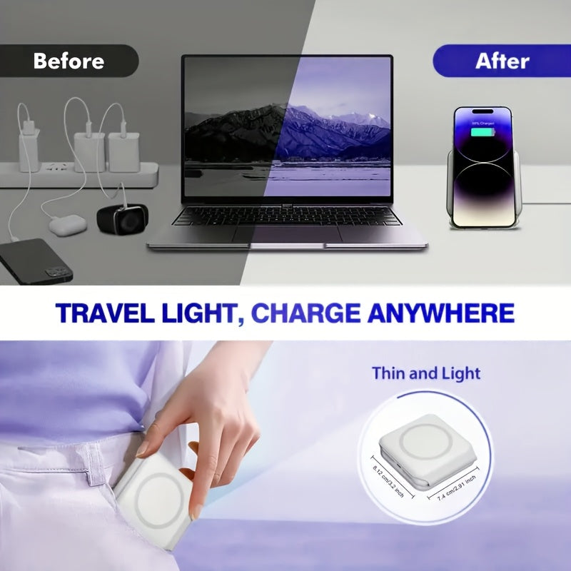 Lightweight 3-in-1 Wireless Charging Station, Foldable, Easy to Carry, No Battery Included