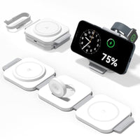 3in 1 Charging Station for Apple Multiple Devices Foldable Magnetic Fast Wireless Charger Dock Travel Charging Pad for iPhone 17 16 15 14 13 Pro Max Plus Apple Watch Series and AirPods 4/3/2/Pro, Workspace Accessory, Desk Organizer, Foldable Design