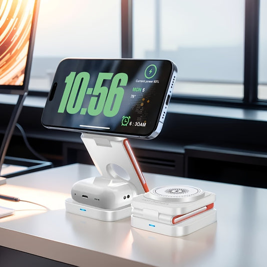 3in 1 Magnetic Wireless Charger Stand 15W Chargers Dock for iPhone 16/15/15 Pro/15 Plus/15 Pro Max/14/13/12 Series Multiple Devices Foldable Magnet Wireless Charging Station/Pad for iWatch Ultra 2/SE/10/9/8/7/6/5/4/3/2, for AirPods 4/3/Pro/Pro 2